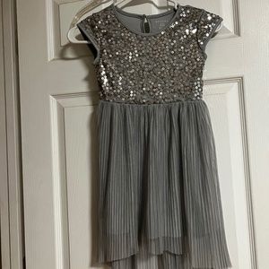 George Girl's Silver with blings,  voile overlay dress, size 6 - 6X